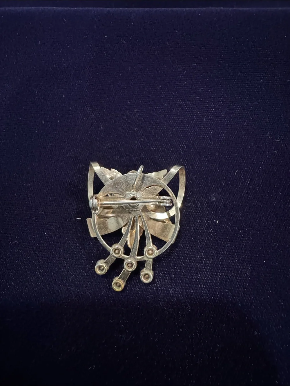 Gold-Tone Floral Brooch with Red Center Stone - Women Jewelry